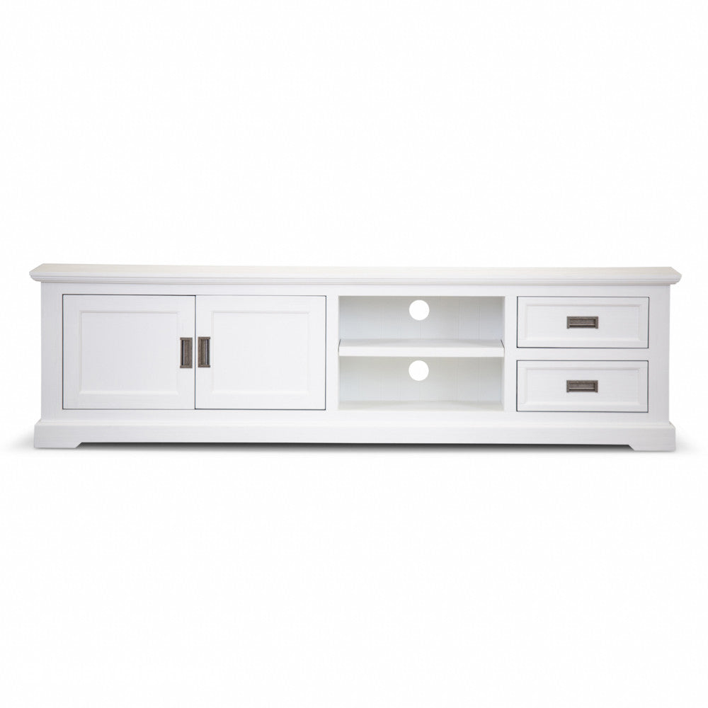 Coastal TV Unit - 2 Door / 2 Drawers / 2 Niche - 2200(L) X 450(W) - Brushed