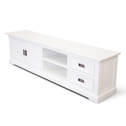 COASTAL TV UNIT - 2 DOOR / 2 DRAWERS / 2 NICHE - 2200(L) x 450(W) - BRUSHED