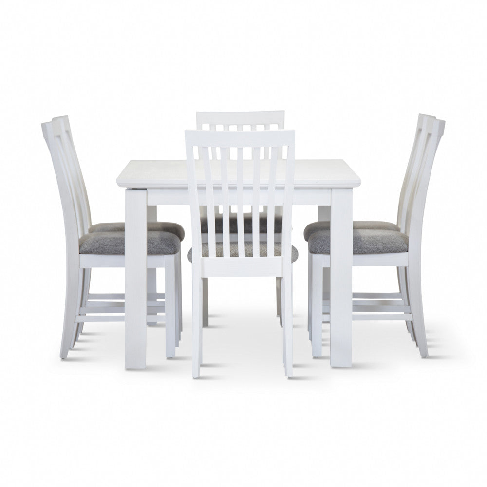 COASTAL 7 PIECE DINING SETTING - 1800(W) x 1000(D) - BRUSHED WHITE