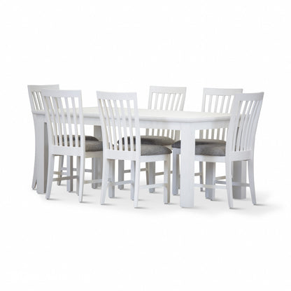 COASTAL 7 PIECE DINING SETTING - 1800(W) x 1000(D) - BRUSHED WHITE