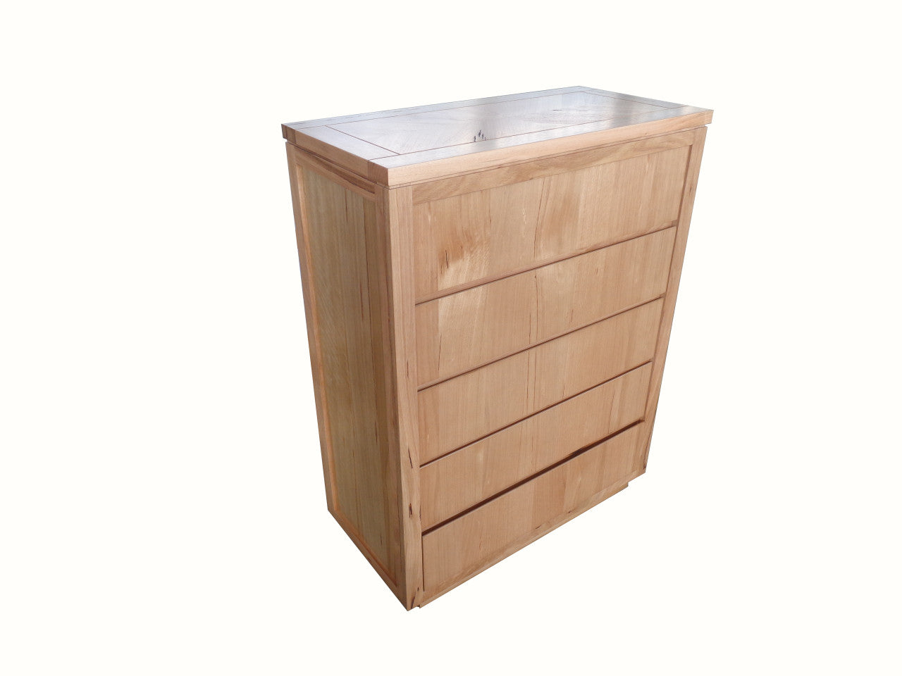 Highland Tallboy With 5 Drawers - Natural With A Clear Lacquer Finish