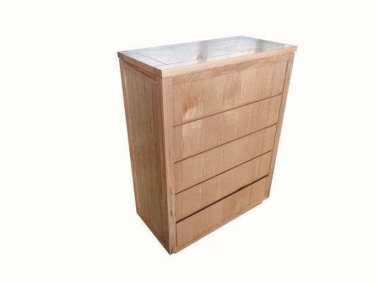 Highland Tallboy With 5 Drawers - Natural With A Clear Lacquer Finish