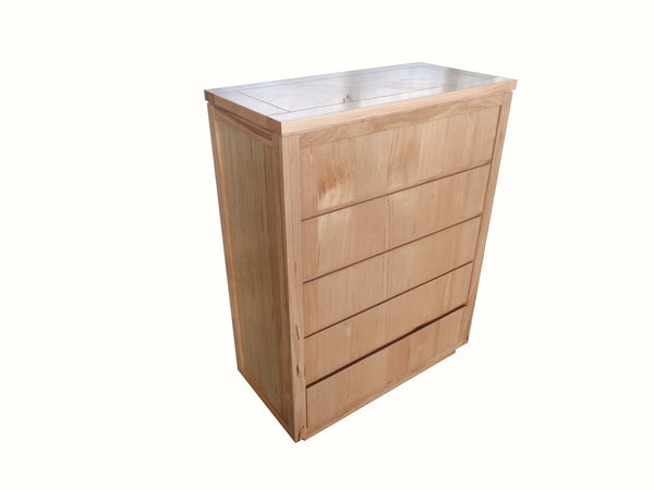 HIGHLAND TALLBOY WITH 5 DRAWERS - NATURAL WITH A CLEAR LACQUER FINISH