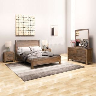 ENDLICHERI KING 5 PIECE (DRESSER) BEDROOM SUITE - OAK / CHOCOLATE