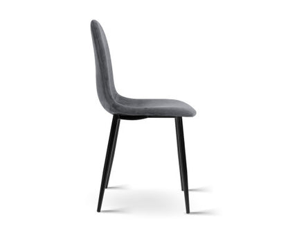 PARKSON (SET OF 4) VELVET FABRIC DINING CHAIR - DARK GREY