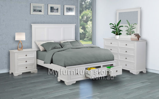 Queen Austin 4 Piece (TALLBOY) Bedroom Suite - White