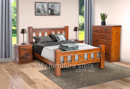 JAMAICA QUEEN 3 PIECE (BEDSIDE) BEDROOM SUITE (VJM‐001) - BLACKWOOD