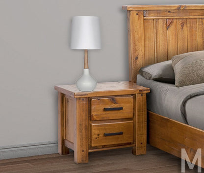 HOUSTON QUEEN 3 PIECE (BEDSIDE) BEDROOM SUITE WITH 2 UNDER BED DRAWERS - RUSTIC OAK