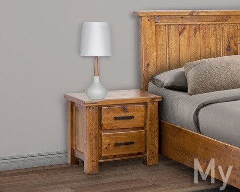 HOUSTON  2 DRAWER BEDSIDE TABLE - RUSTIC OAK