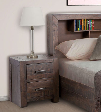 MUNICH QUEEN 3 PIECE (BEDSIDE) BEDROOM SUITE WITH UNDER BED STORAGE - GREY STONE