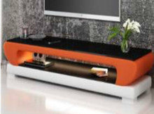 ANGLET (TS1002) TV STAND   - FULL PVC + 2 TEMPERED GLASS + LIGHT - 420(H) x 1950(W)