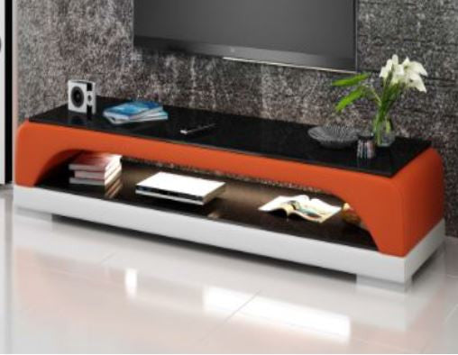 BIOT (TS1005) TV STAND   - FULL PVC + 1 TEMPERED GLASS + LIGHT -420(H) x 1950(W)
