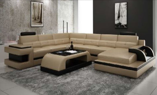 ANNECCY (L6017) CORNER  LOUNGE  SUITE +  COFFEE TABLE - CHOICE OF LEATHER AND ASSORTED COLOURS AVAILABLE
