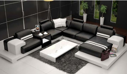 RANMONT (L6004) CORNER  LOUNGE  SUITE +  COFFEE TABLE - CHOICE OF LEATHER AND ASSORTED COLOURS AVAILABLE