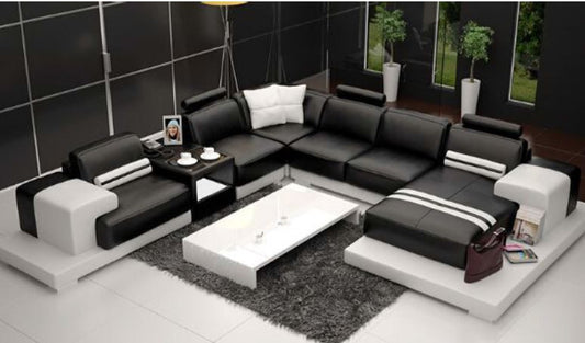 RANMONT (L6004) CORNER  LOUNGE  SUITE +  COFFEE TABLE - CHOICE OF LEATHER AND ASSORTED COLOURS AVAILABLE