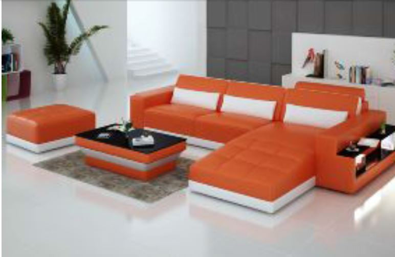 CHANCY (G8019E) CHAISE  LOUNGE + COFFEE TABLE  & OTTOMAN - CHOICE OF LEATHER AND ASSORTED COLOURS AVAILABLE