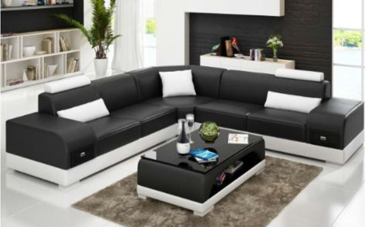 SUNBURY (G8009C) CORNER LOUNGE SUITE + COFFEE TABLE - CHOICE OF LEATHER AND ASSORTED COLOURS AVAILABLE