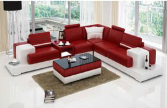 RANMONT (L6004B) CORNER  LOUNGE  SUITE +  COFFEE TABLE - CHOICE OF LEATHER AND ASSORTED COLOURS AVAILABLE