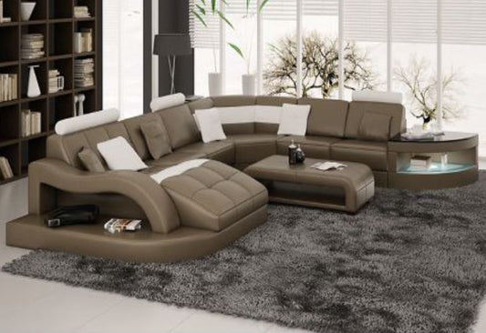 CARENTAN (L6015) 100% LEATHER / LEATHERETTE CORNER LOUNGE SUITE +  COFFEE TABLE - ASSORTED COLOURS