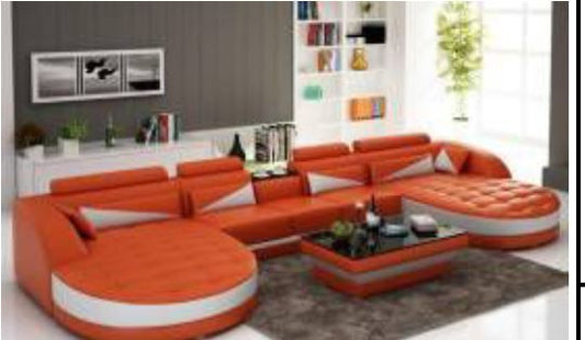 YORO (G8018D) DOUBLE CHAISE LOUNGE + COFFEE TABLE  - CHOICE OF LEATHER AND ASSORTED COLOURS AVAILABLE