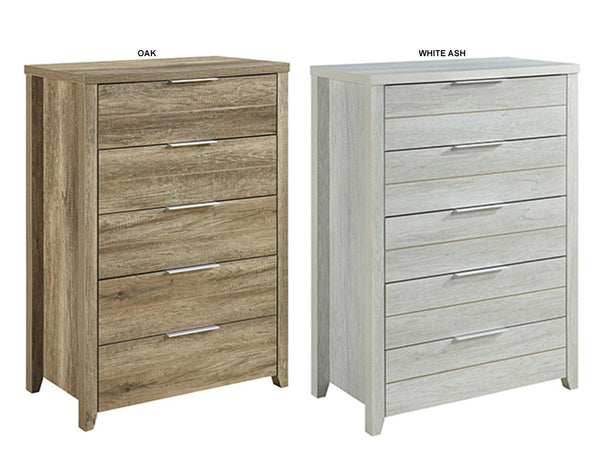 VAUGHAN 5 DRAWER TALLBOY COLLECTION - 1155(H) X 808(W) x 450(D) - ASSORTED COLLECTION