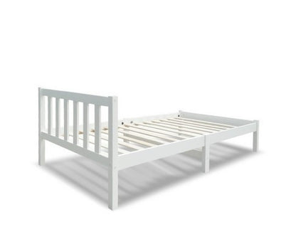 SINGLE CARTER TIMBER BED - WHITE