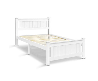 KING SINGLE TANNY TIMBER BED FRAME - WHITE