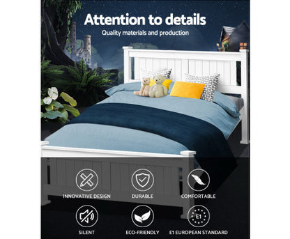 QUEEN LAWRENCE TIMBER BED FRAME - WHITE