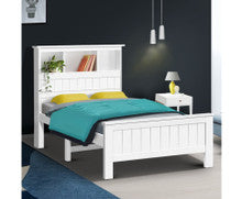 KING SINGLE ATMORE BOOKEND BED - WHITE