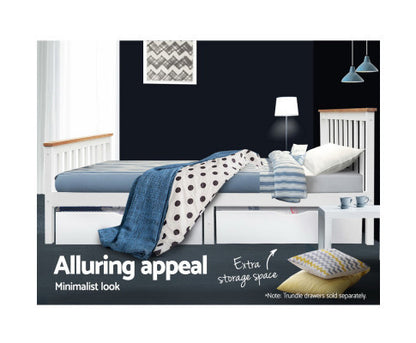 DOUBLE LAWRENCE TIMBER BED FRAME - WHITE (TWO-TONED)