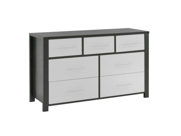 AMAZING 7 DRAWER DRESSING TABLE WITHOUT MIRROR (MODEL:3-18-5) - WHITE & WALNUT