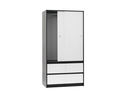 AMAZING 2 SLIDING DOOR / 4 DRAWER WARDROBE COLLECTION - ASSORTED COLOURS - STARTING FROM $349
