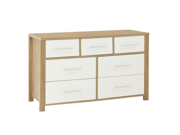 AMAZING 7 DRAWER DRESSING TABLE WITHOUT MIRROR (MODEL:3-18-5) - OAK & WHITE
