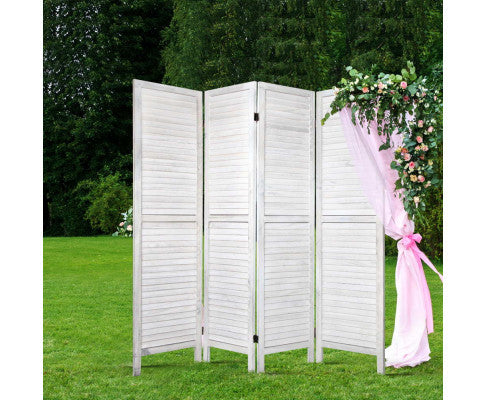 Rolly Room Divider Privacy Screen Foldable 4 Partition Stand - White