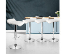 WARDAH (SET OF 4) PU LEATHER GAS LIFT BAR STOOLS - WHITE