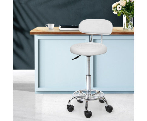 Ayana Pu Leather Swivel Chair With Backrest - White