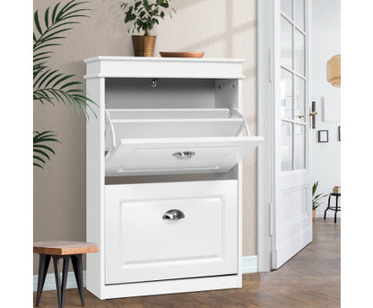 REGULUS SHOE CABINET STORAGE RACKS WITH 2 COMPARTMENTS  - WHITE