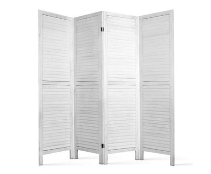 ROLLY  ROOM DIVIDER PRIVACY SCREEN  FOLDABLE 4  PARTITION STAND -  WHITE