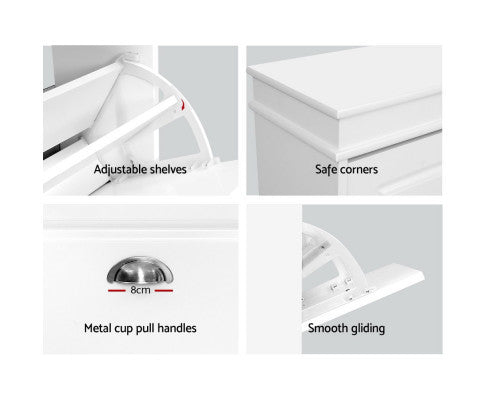 REGULUS SHOE CABINET STORAGE RACKS WITH 3 COMPARTMENTS  - WHITE