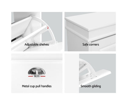 REGULUS SHOE CABINET STORAGE RACKS WITH 3 COMPARTMENTS  - WHITE