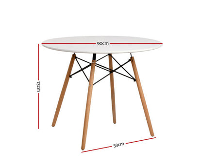 POLARIS 3 PIECE DINING SETTING WITH 900(D) TABLE - WHITE