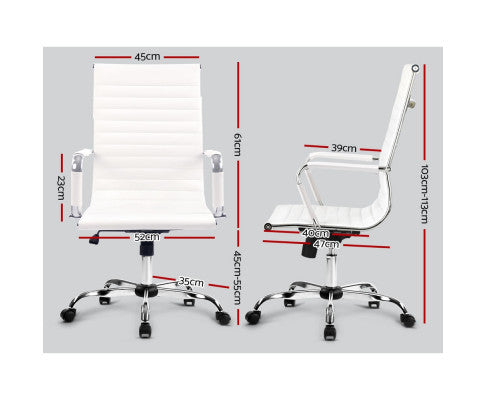 VEGAS LEATHERETTE HIGH BACK EXECUTIVE OFFICE CHAIR - WHITE