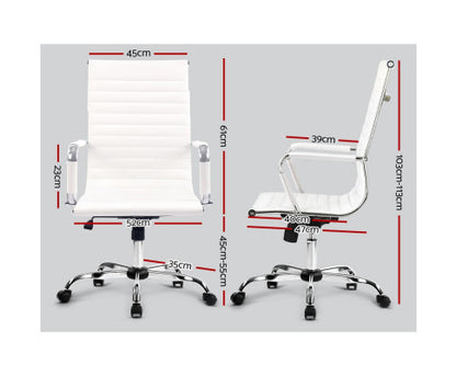 VEGAS LEATHERETTE HIGH BACK EXECUTIVE OFFICE CHAIR - WHITE