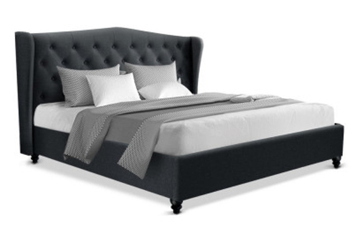 Queen Wilson Linen Fabric Bed - Charcoal