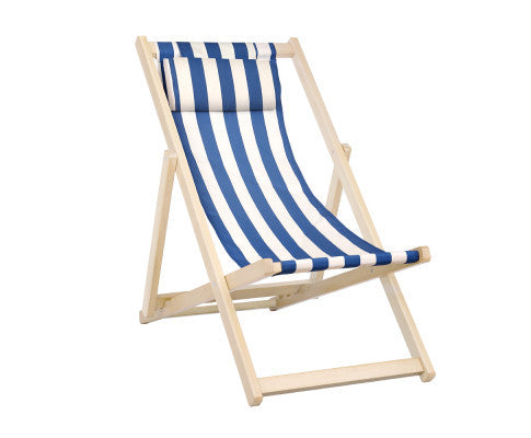 NAIN OUTDOOR FOLDABLE BEACH SLING CHAIR - BLUE & WHITE