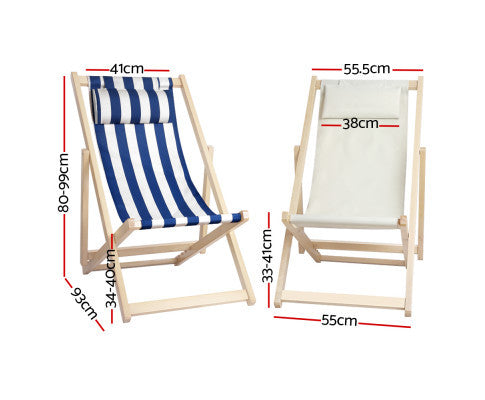 NAIN OUTDOOR FOLDABLE BEACH SLING CHAIR - BLUE & WHITE