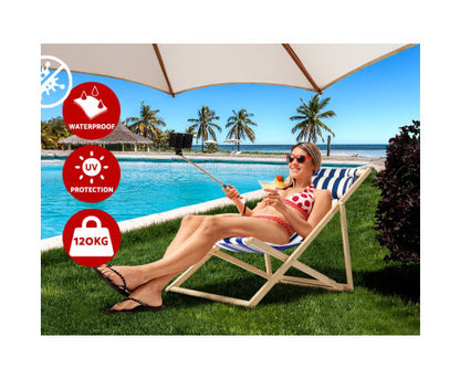 NAIN OUTDOOR FOLDABLE BEACH SLING CHAIR - BLUE & WHITE