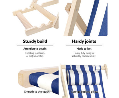 NAIN OUTDOOR FOLDABLE BEACH SLING CHAIR - BLUE & WHITE