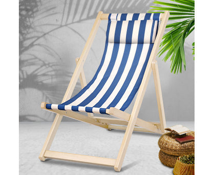 NAIN OUTDOOR FOLDABLE BEACH SLING CHAIR - BLUE & WHITE