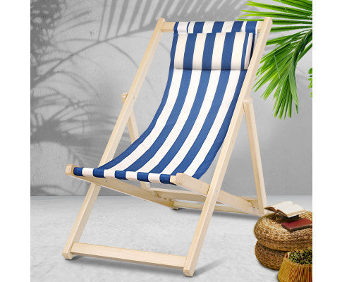 NAIN OUTDOOR FOLDABLE BEACH SLING CHAIR - BLUE & WHITE